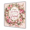Friend Birthday Card Pink Floral Wreath