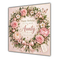 Aunty Birthday Card Pink Floral Wreath