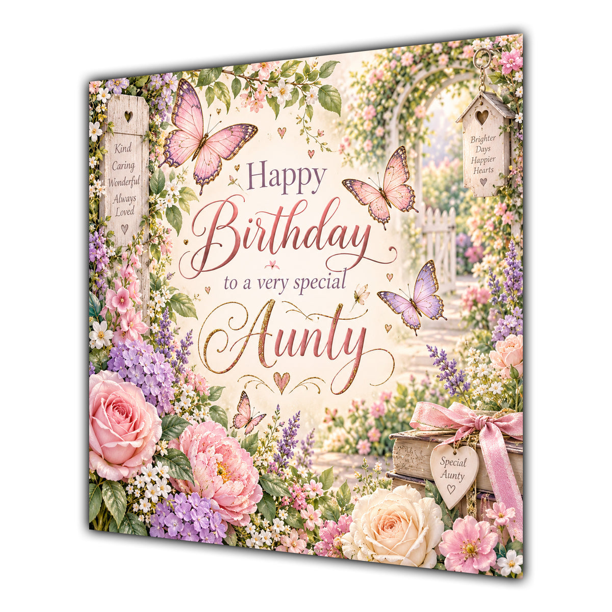 Aunty Birthday Card Butterflies Flower Garden