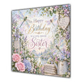 Sister Birthday Card Dragonflies Flower Garden