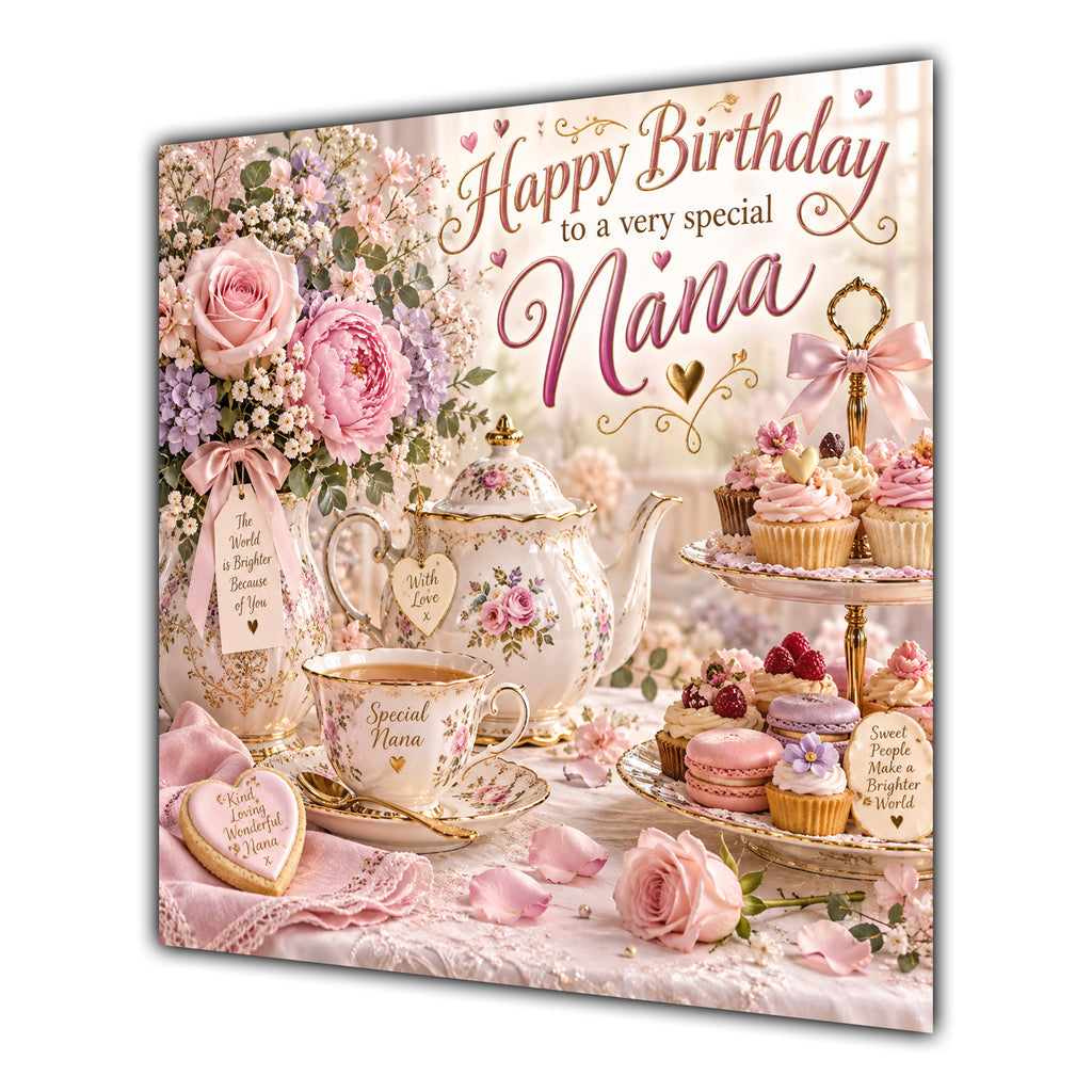 Nana Birthday Card Afternoon Tea Cakes
