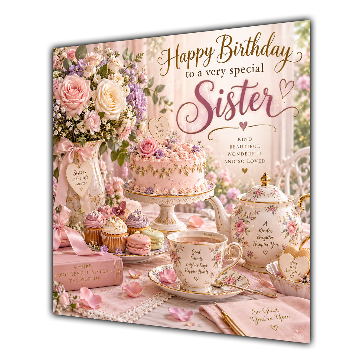 Sister Birthday Card Afternoon Tea Cakes