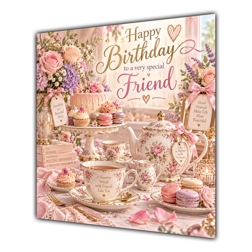 Friend Birthday Card Afternoon Tea Cakes