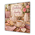 Aunty Birthday Card Tea Biscuits Roses