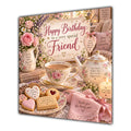Friend Birthday Card Tea Biscuits Roses