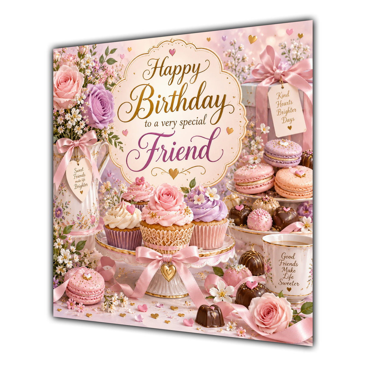 Friend Birthday Card Cupcakes Sweet Treats