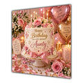 Aunty Birthday Card Pink Birthday Cake Balloons