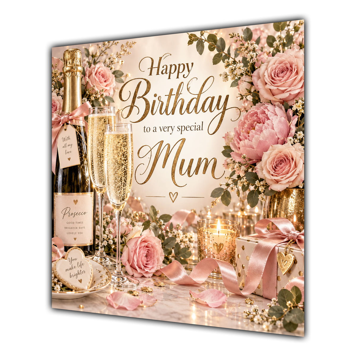 Mum Birthday Card Champagne Roses Gifts