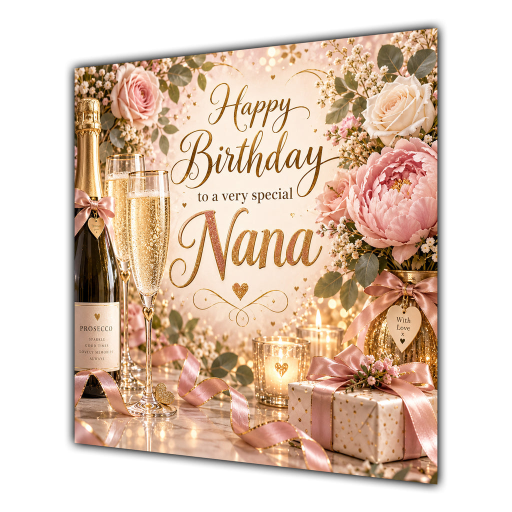Nana Birthday Card Champagne Roses Gifts