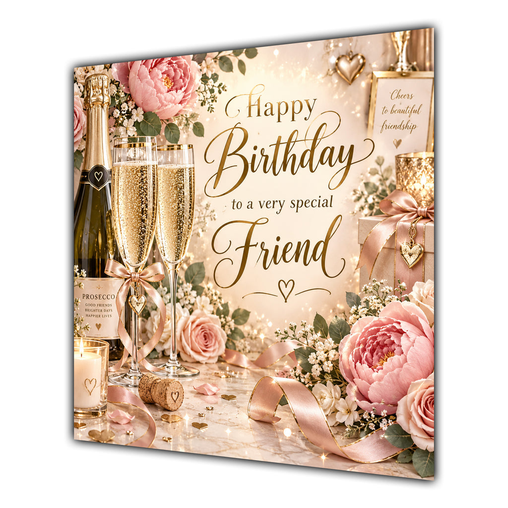 Friend Birthday Card Champagne Roses Gifts