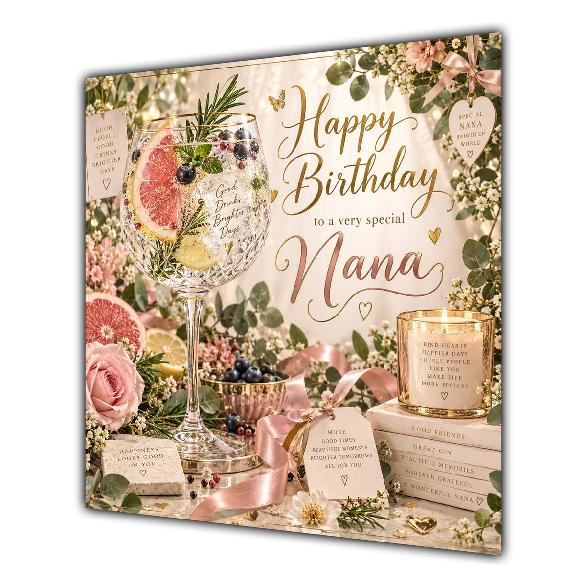 Nana Birthday Card Gin Tonic Flowers