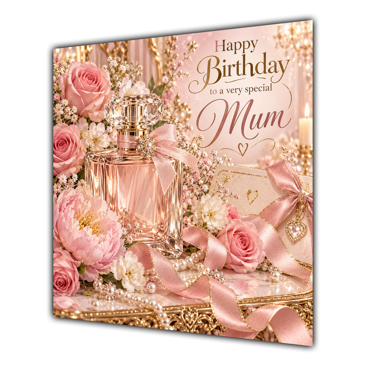 Mum Birthday Card Perfume Pink Roses
