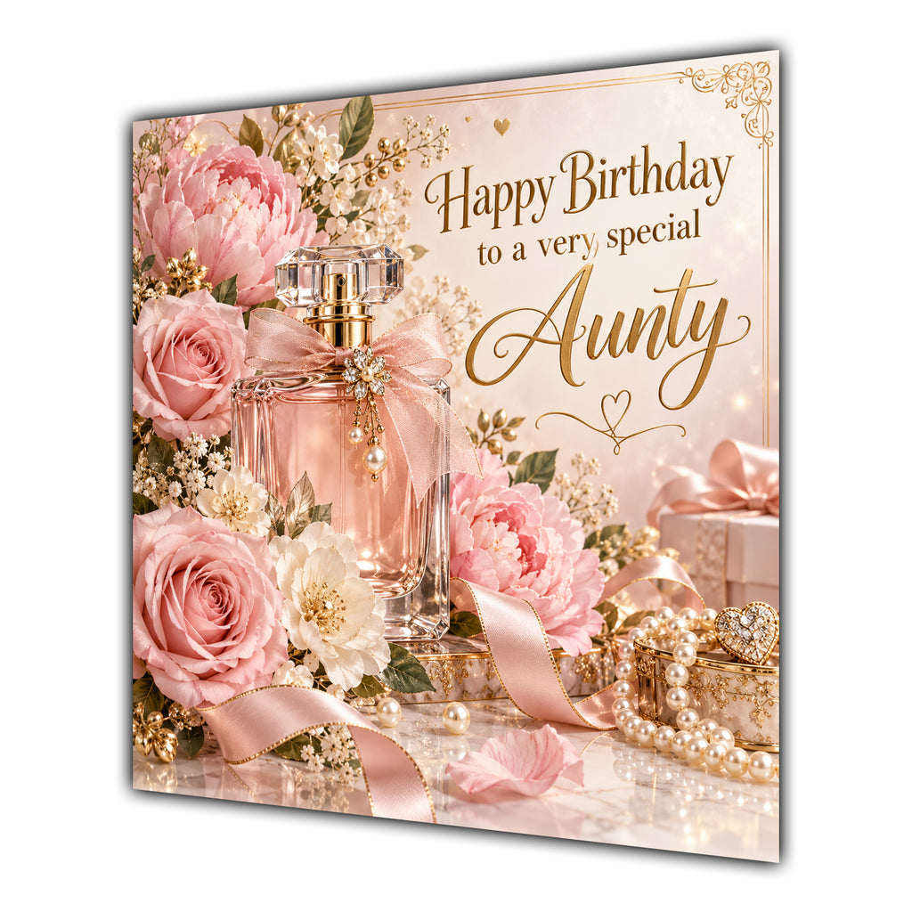 Aunty Birthday Card Perfume Pink Roses