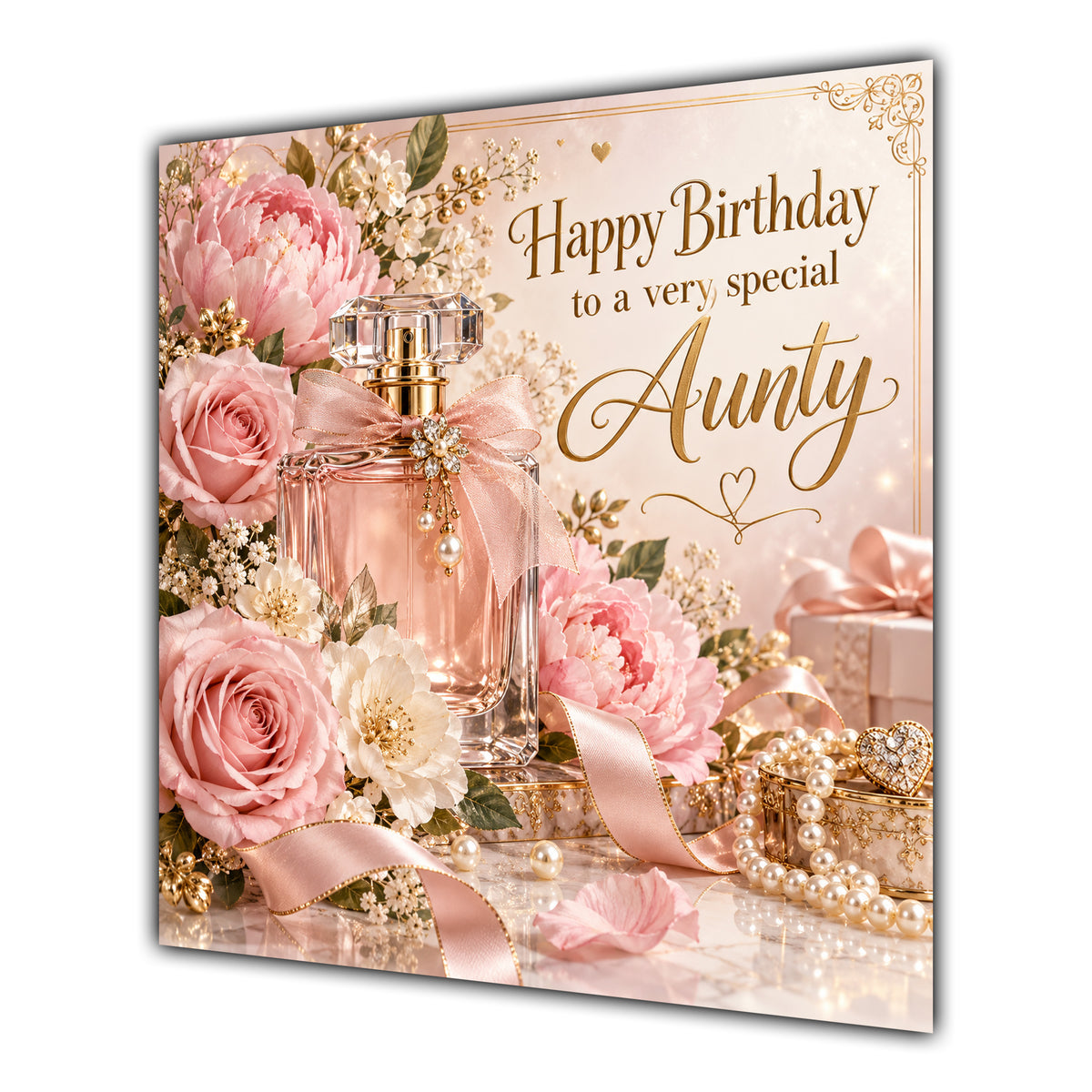 Aunty Birthday Card Perfume Pink Roses