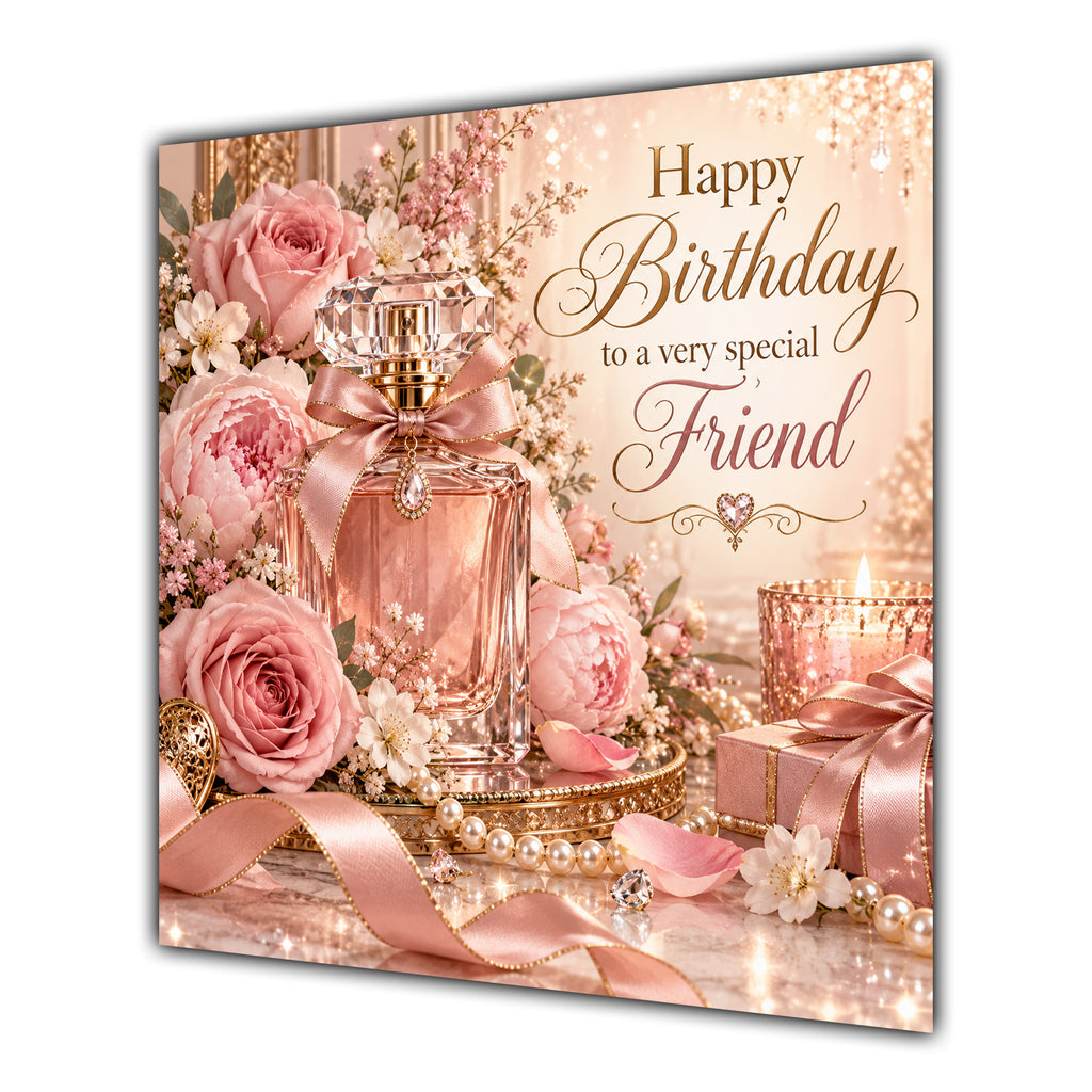 Friend Birthday Card Perfume Pink Roses