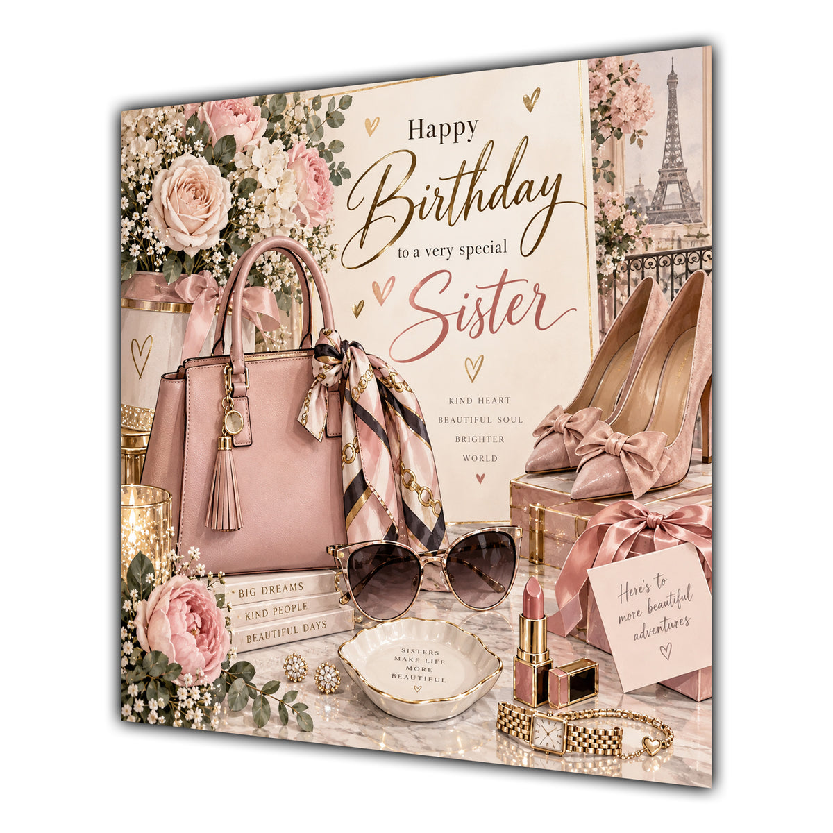 Sister Birthday Card Handbag Heels Fashion