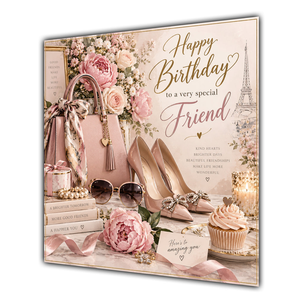Friend Birthday Card Handbag Heels Fashion