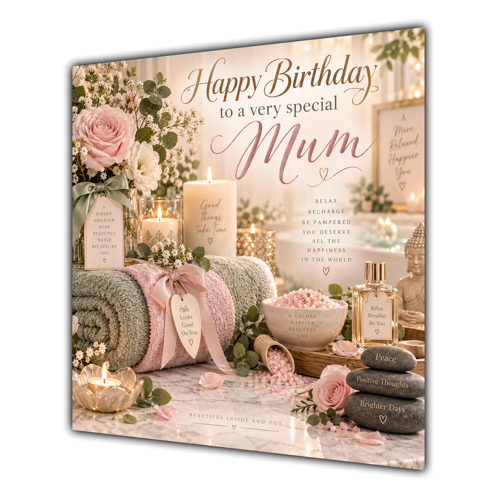 Mum Birthday Card Spa Pamper Candles