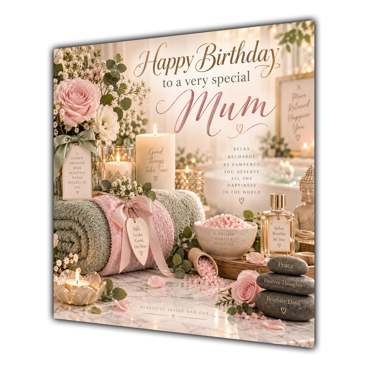 Mum Birthday Card Spa Pamper Candles