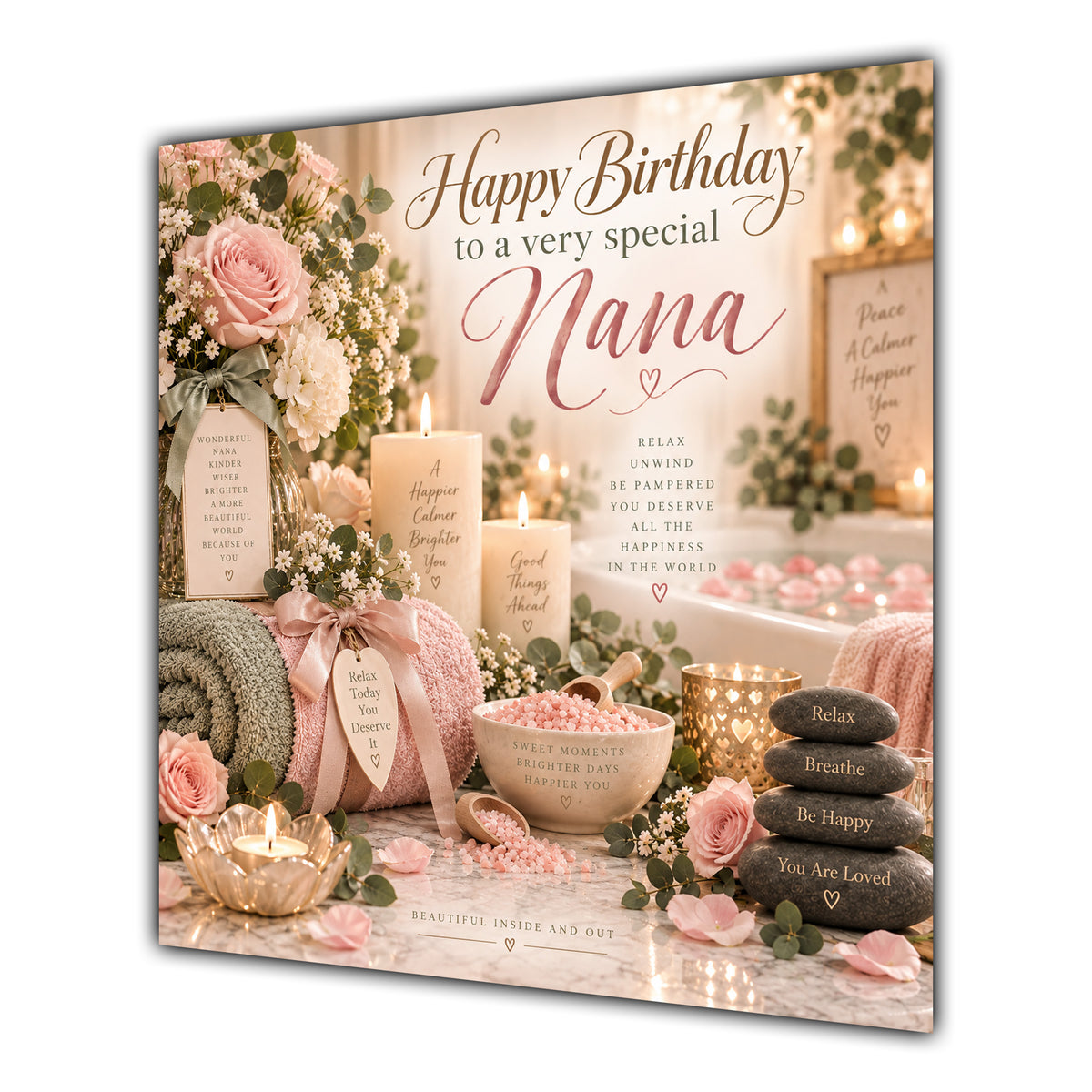 Nana Birthday Card Spa Pamper Candles