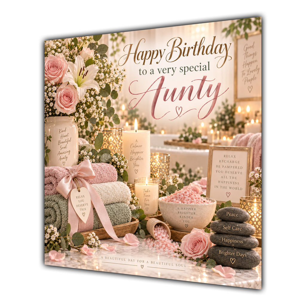 Aunty Birthday Card Spa Pamper Candles