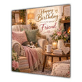 Friend Birthday Card Cosy Armchair Sleeping Cat