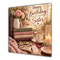 Sister Birthday Card Books Reading Tea