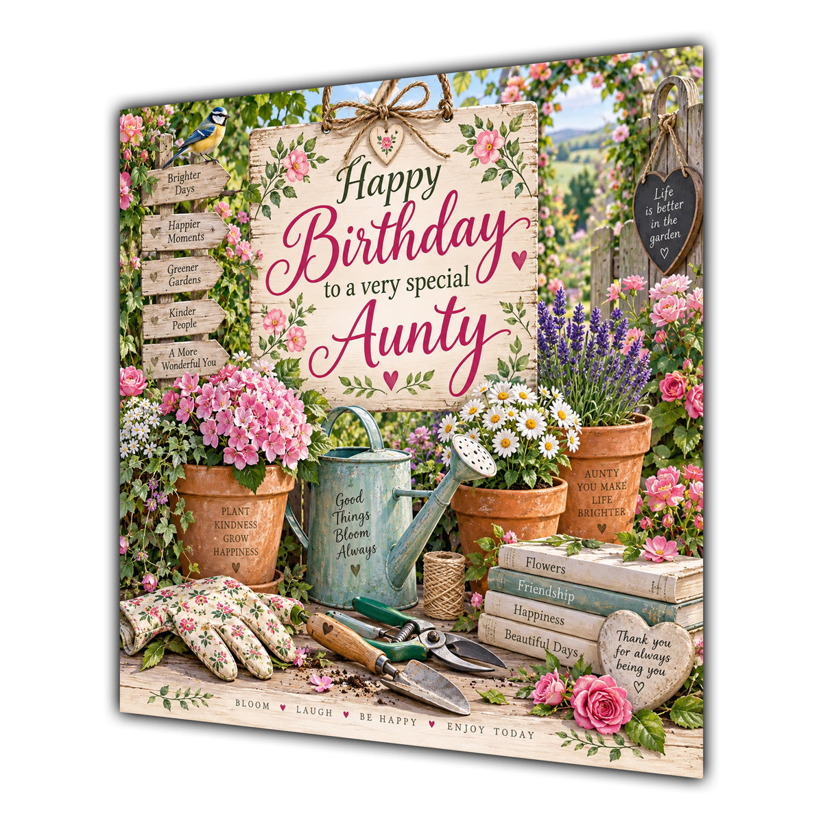 Aunty Birthday Card Gardening Flowers Tools