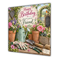Friend Birthday Card Gardening Flowers Tools