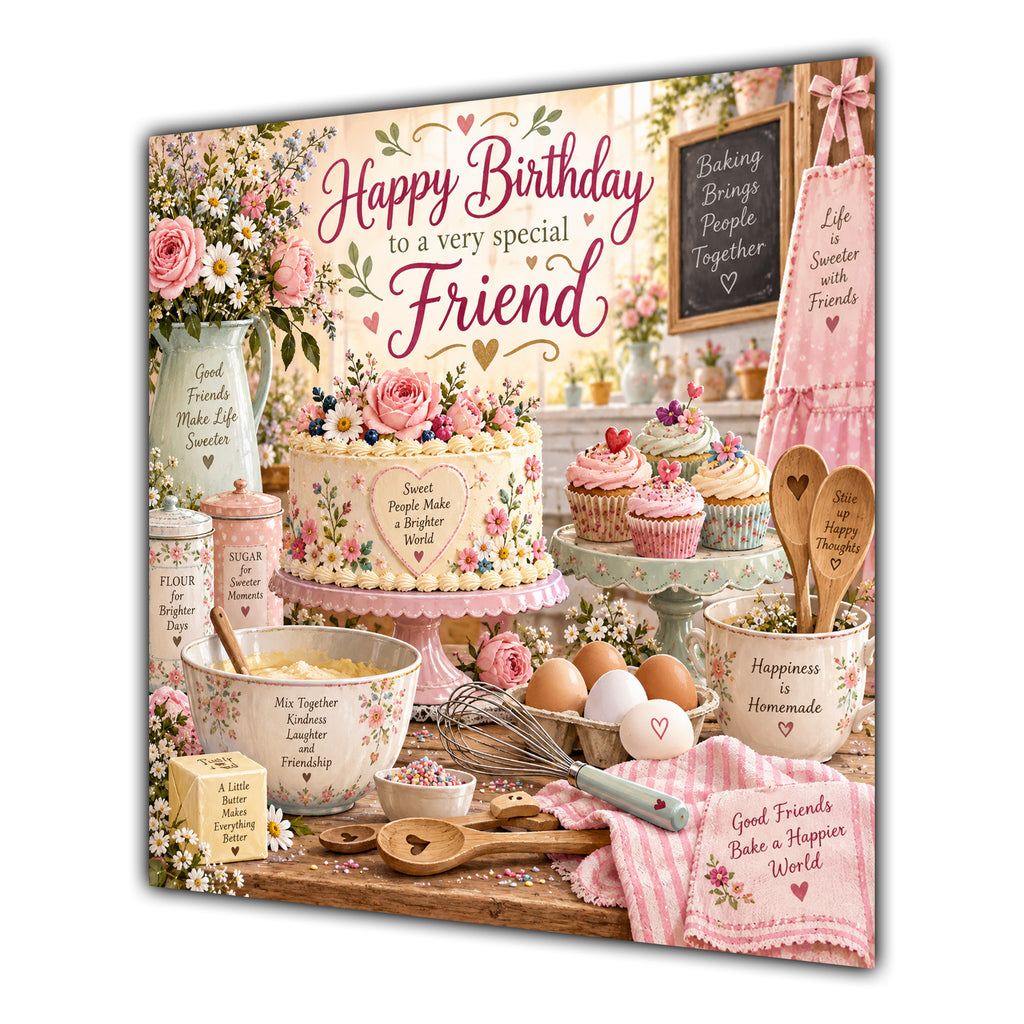 Friend Birthday Card Baking Cakes Kitchen