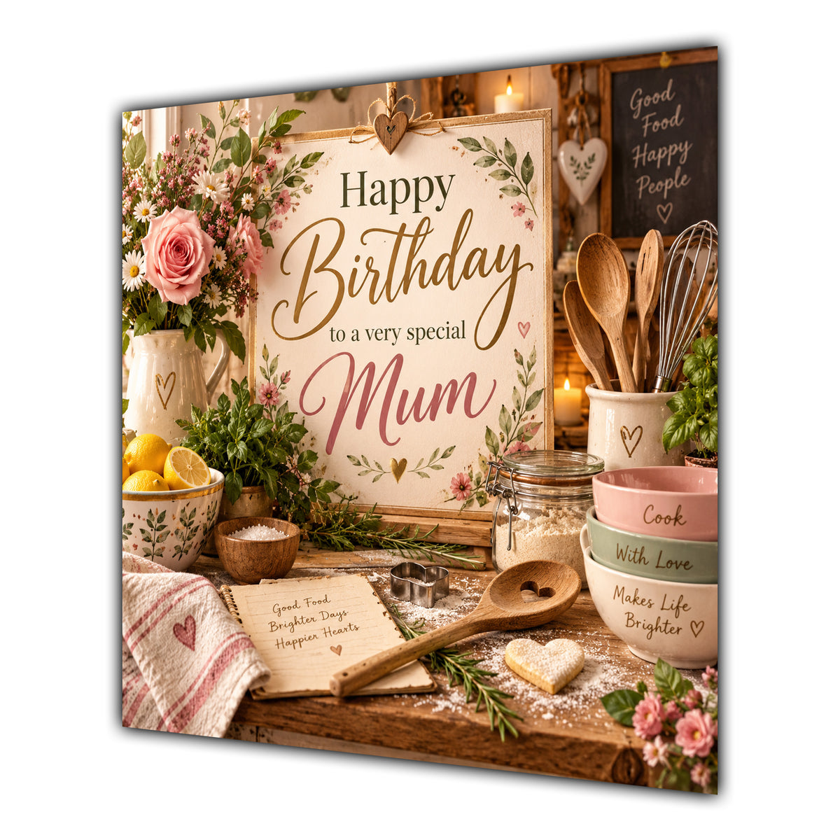 Mum Birthday Card Cooking Kitchen Herbs
