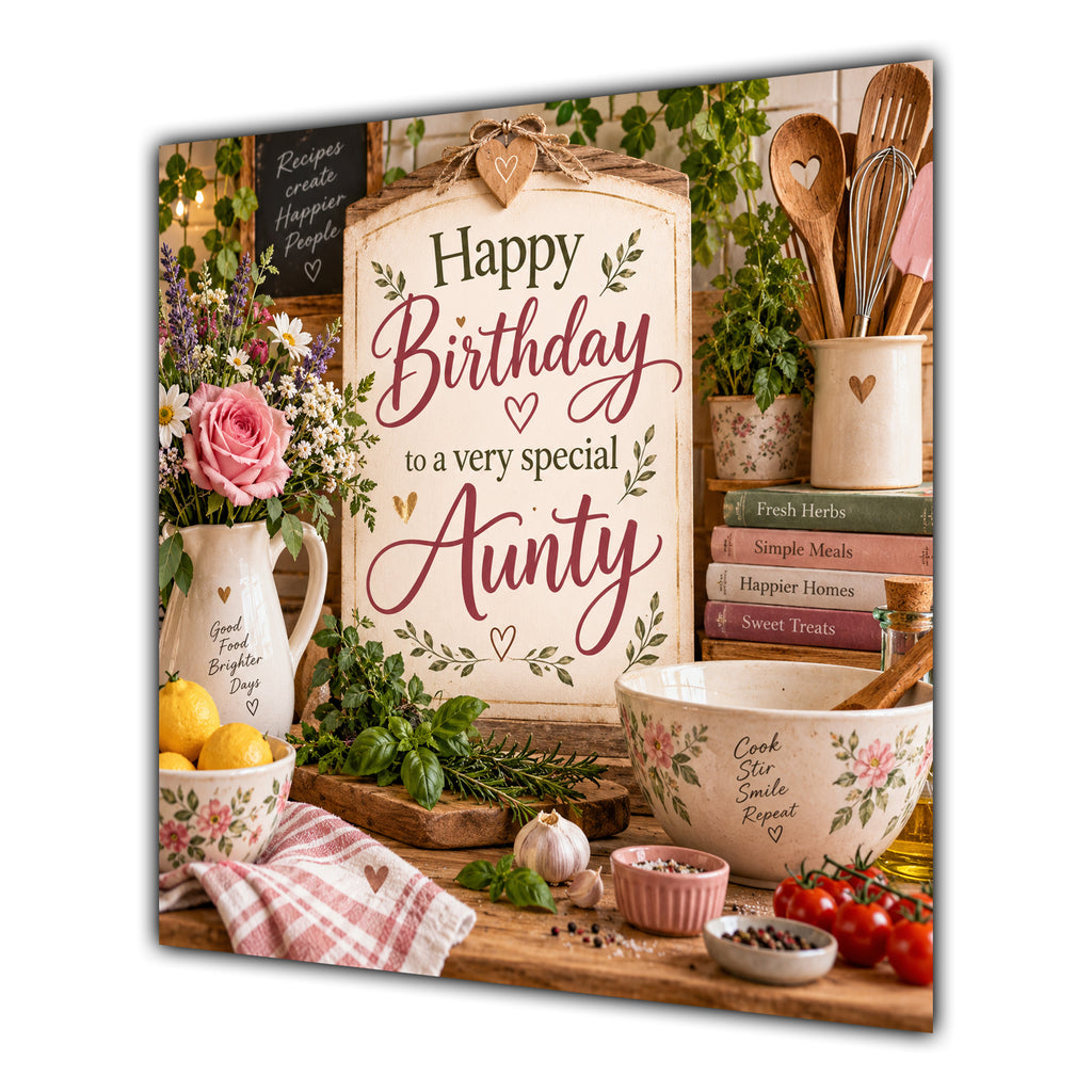Aunty Birthday Card Cooking Kitchen Herbs