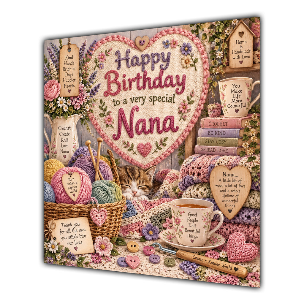 Nana Birthday Card Knitting Crochet Wool