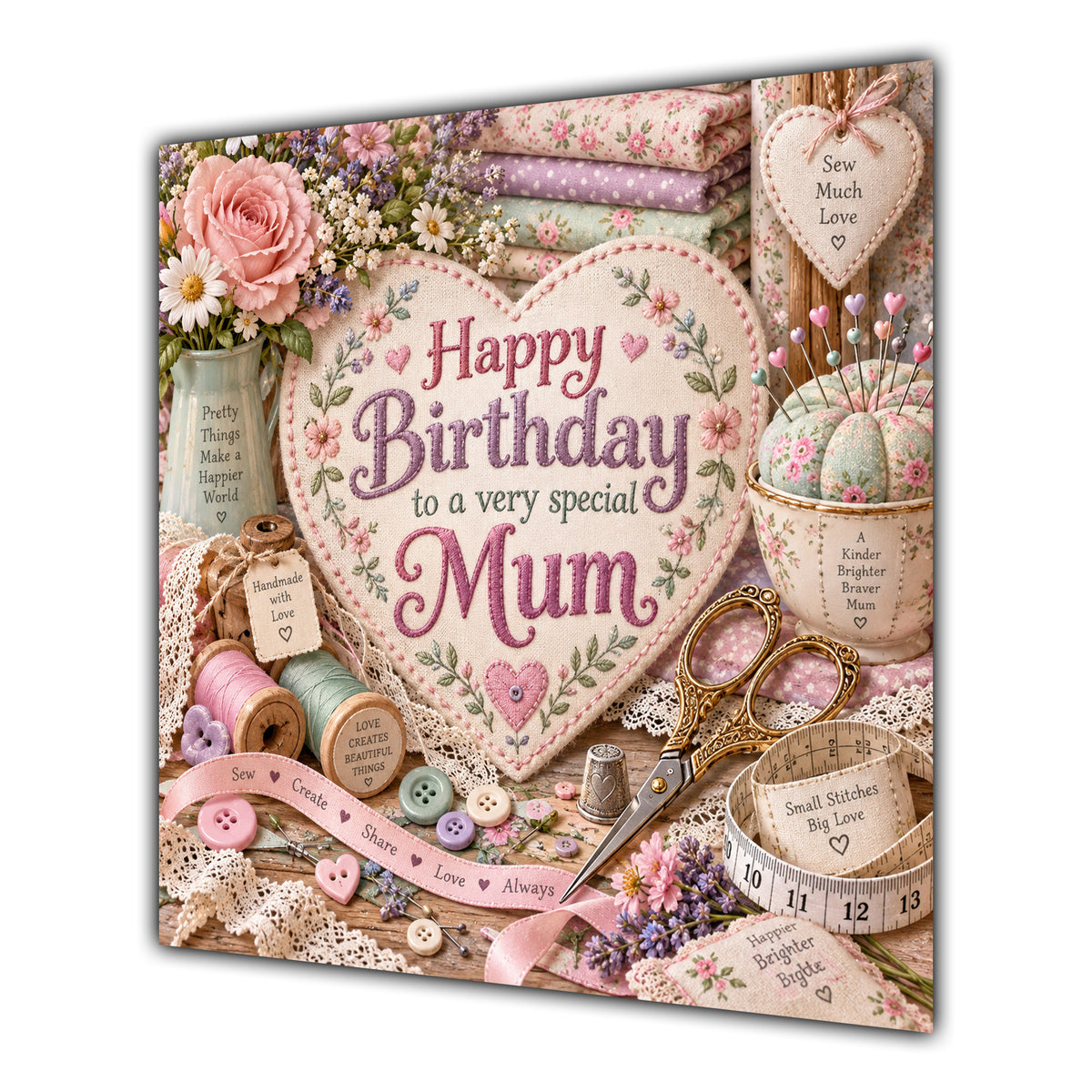 Mum Birthday Card Sewing Embroidery Craft