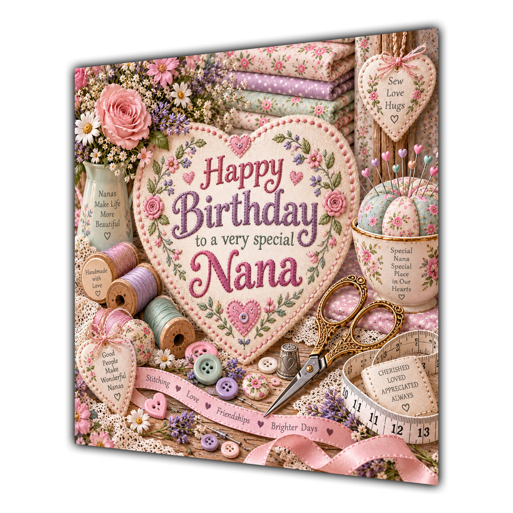 Nana Birthday Card Sewing Embroidery Craft