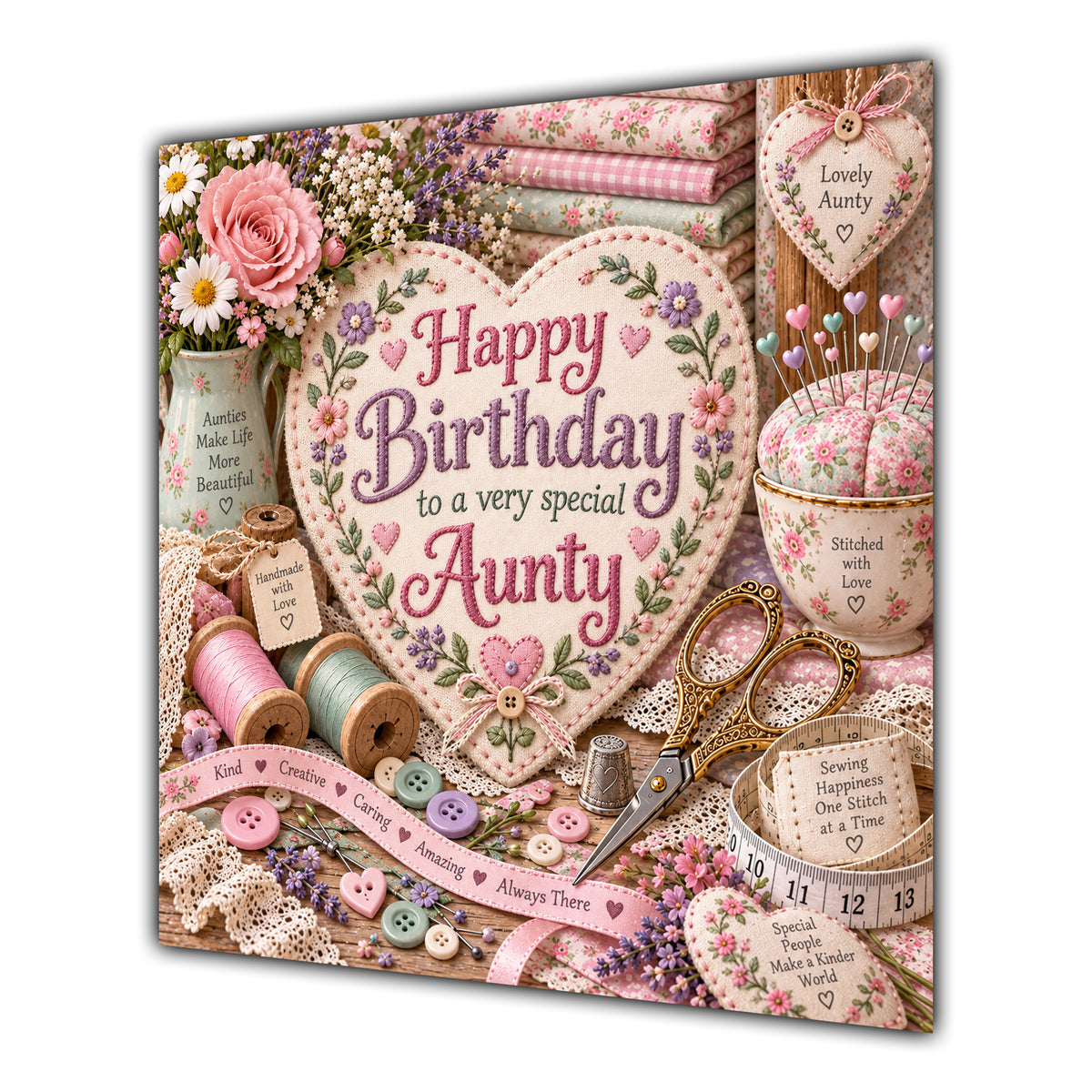 Aunty Birthday Card Sewing Embroidery Craft