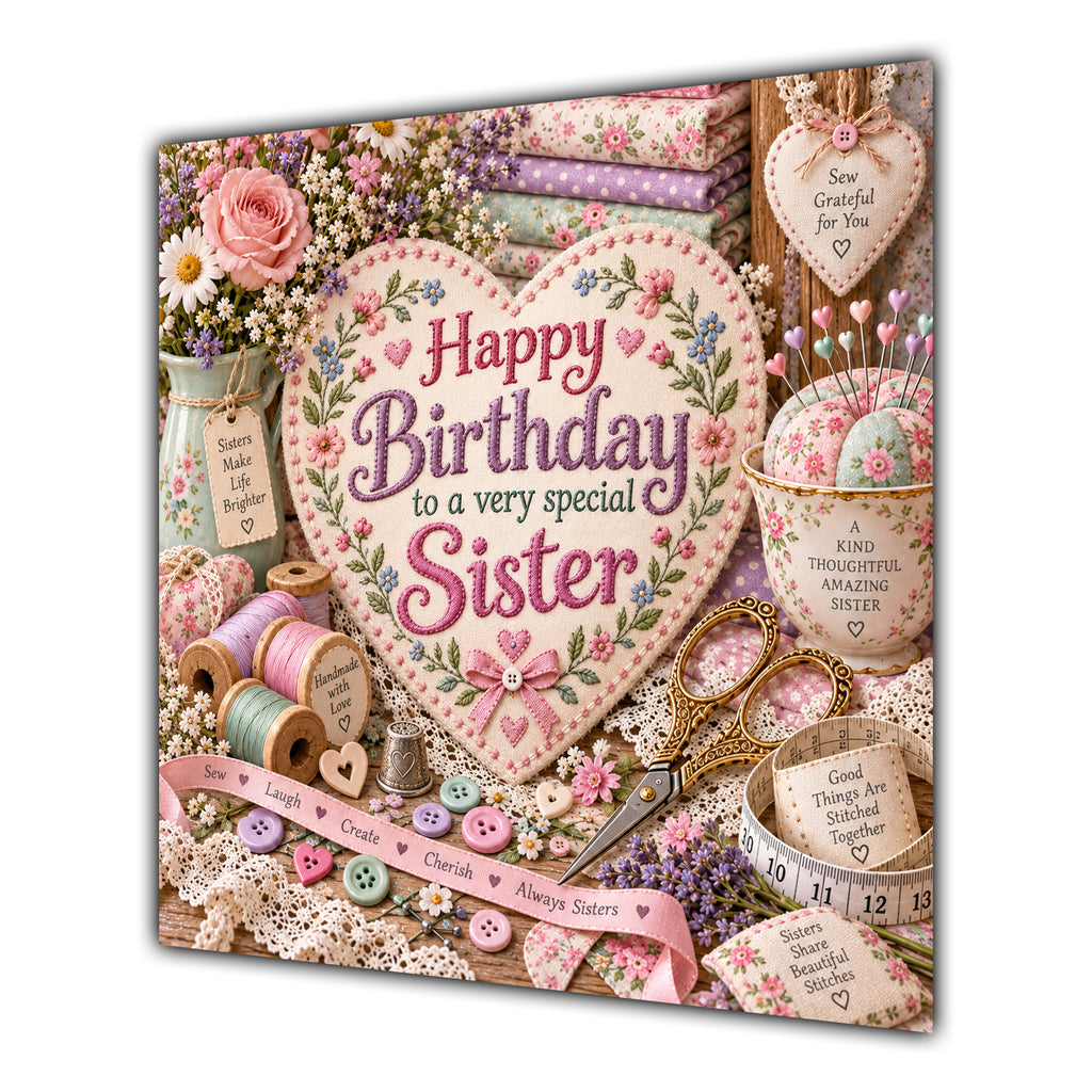 Sister Birthday Card Sewing Embroidery Craft