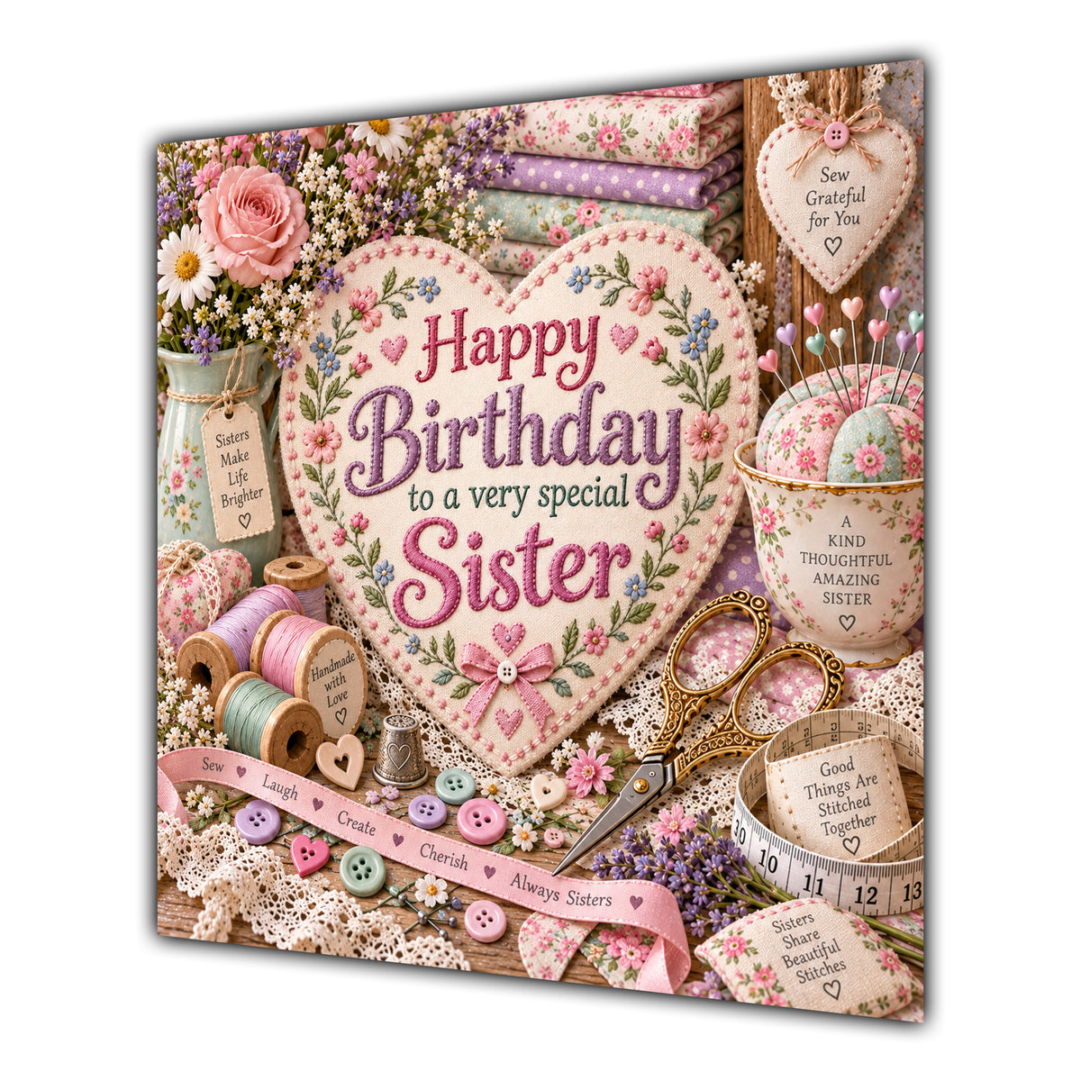 Sister Birthday Card Sewing Embroidery Craft