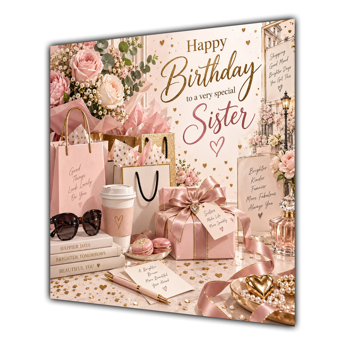 Sister Birthday Card Shopping Handbag Gifts