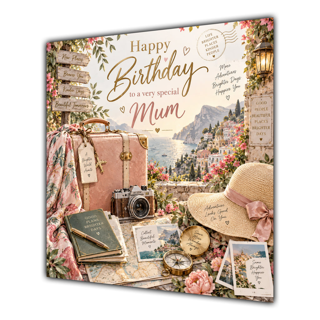 Mum Birthday Card Travel Holiday Suitcase