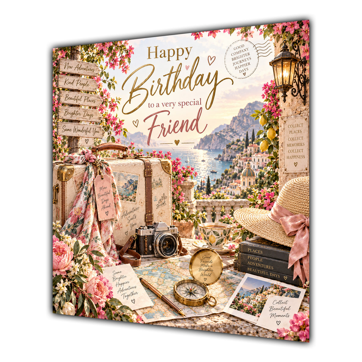 Friend Birthday Card Travel Holiday Suitcase
