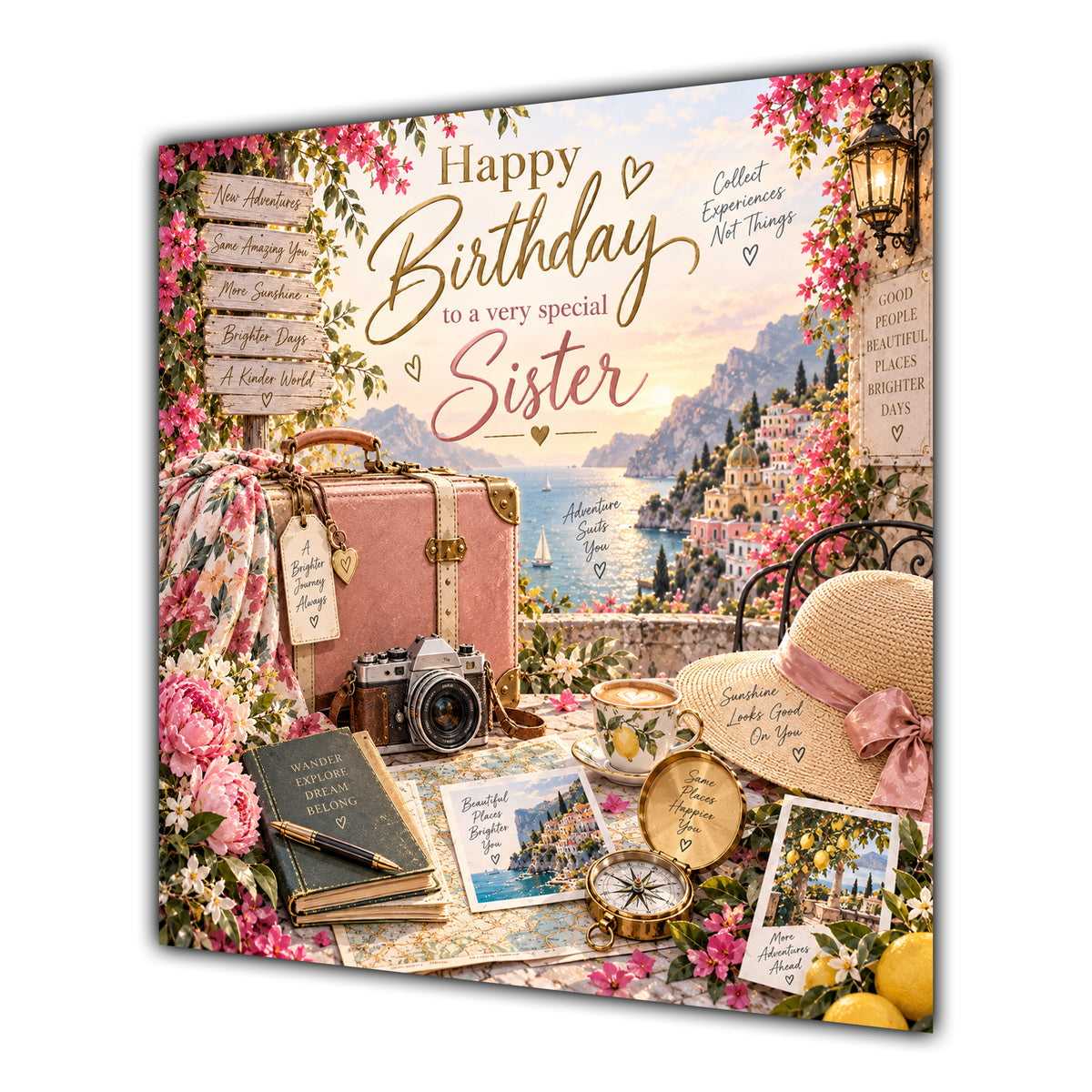 Sister Birthday Card Travel Holiday Suitcase