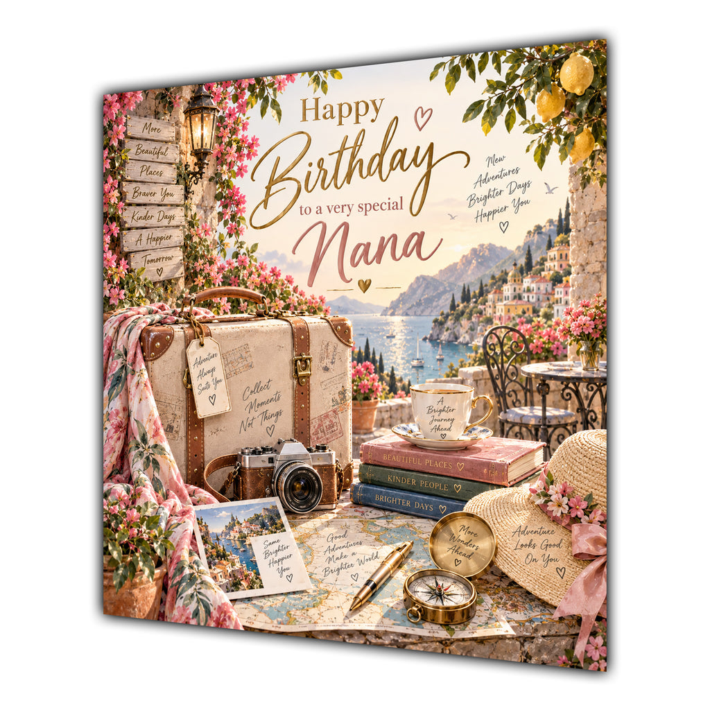 Nana Birthday Card Travel Holiday Suitcase