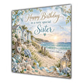 Sister Birthday Card Beach Huts Seaside