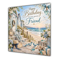 Friend Birthday Card Beach Huts Seaside