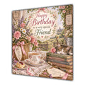 Friend Birthday Card Country Cottage Tea Flowers