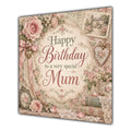 Mum Birthday Card Vintage Roses Lace Pearls