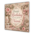 Nana Birthday Card Vintage Roses Lace Pearls