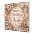 Aunty Birthday Card Vintage Roses Lace Pearls