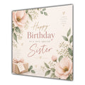 Sister Birthday Card Soft Pink Flowers Foliage